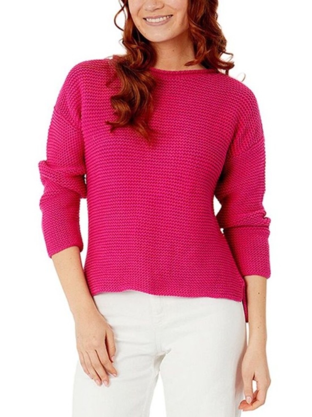 Shxt That I Knit Peruvian Pima Cotton Pink Roll Knit Sweater Size Large